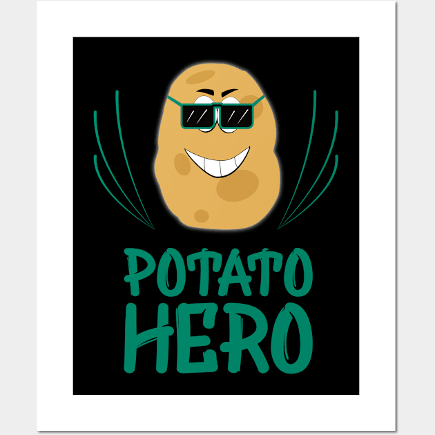 Potato Hero Funny Vegettarian Gift Idea Wall Art by Tesign2020